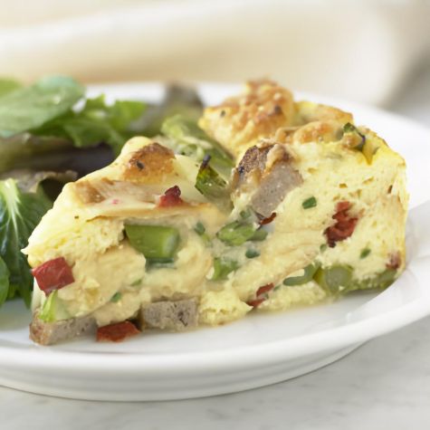 Strata with Asparagus, Sausage and Fontina