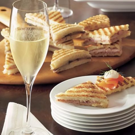 Mini Ham and Gruyère Panini Triangles