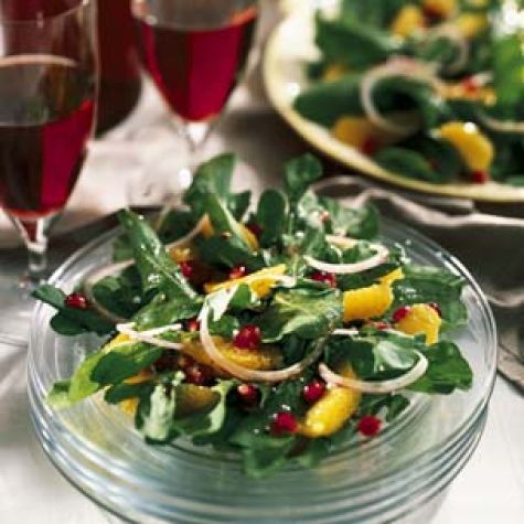 Arugula-Orange Salad with Pomegranate-White Wine Vinaigrette