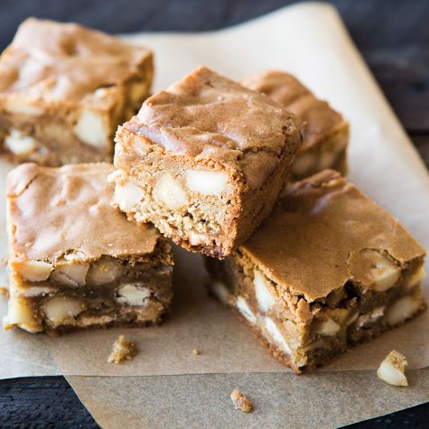 White Chocolate and Macadamia Nut Blondies