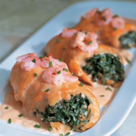Baked Stuffed Sole with Shrimp Sauce