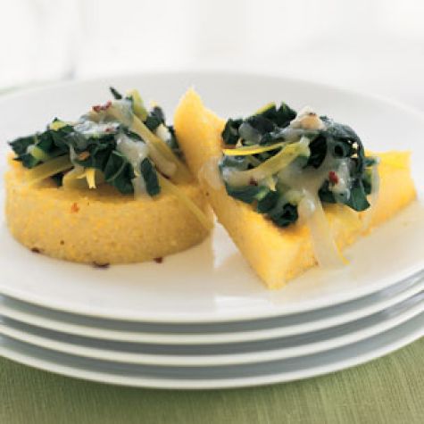 Polenta Galettes with Leek & Swiss Chard
