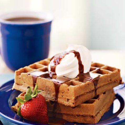 Waffles with Chocolate Malted Syrup