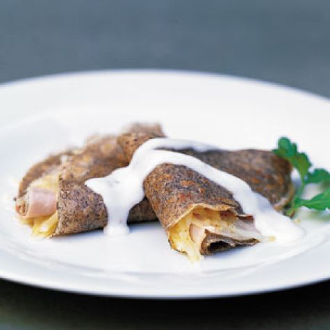 Buckwheat Crepes with Ham and Gruyère Cheese