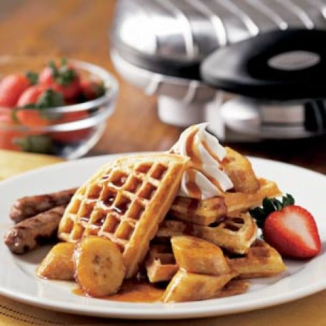 Waffles with Maple-Glazed Bananas