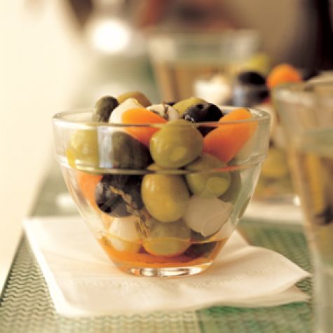 Spicy Marinated Olives with Pickled Vegetables and Garlic