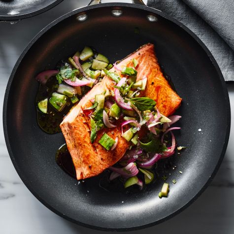 Seared Salmon with Cilantro-Cucumber Salsa