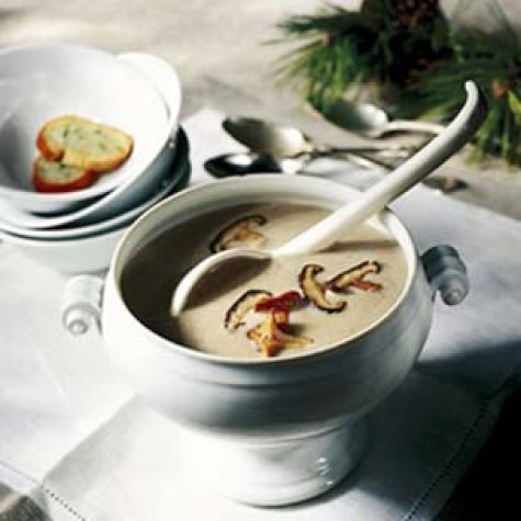 Wild Mushroom Soup with Blue Cheese Toasts