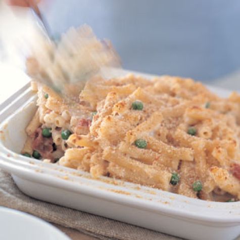 Baked Ziti with Prosciutto & Peas