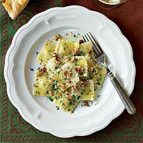 Pear & Pecorino Ravioli with Walnuts