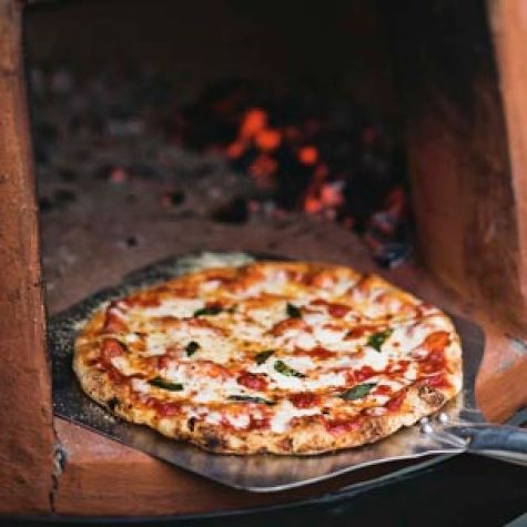 Wood-Fired Pizzas with Salami & Basil