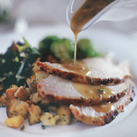 Butterflied Turkey with Herb Glaze and Chardonnay Gravy