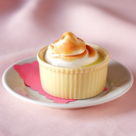 Lemon Pots de Crème with Swiss Meringue Brûlée