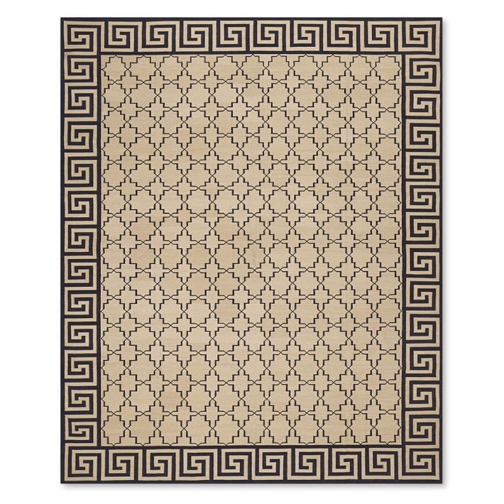 Greek Key Border Black Flatweave Rug Williams Sonoma