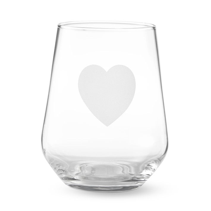 Valentine's Day Etched Heart Stemless Wine Glasses - Set ...