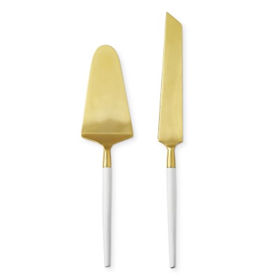 Gold and White Cake Serving Set