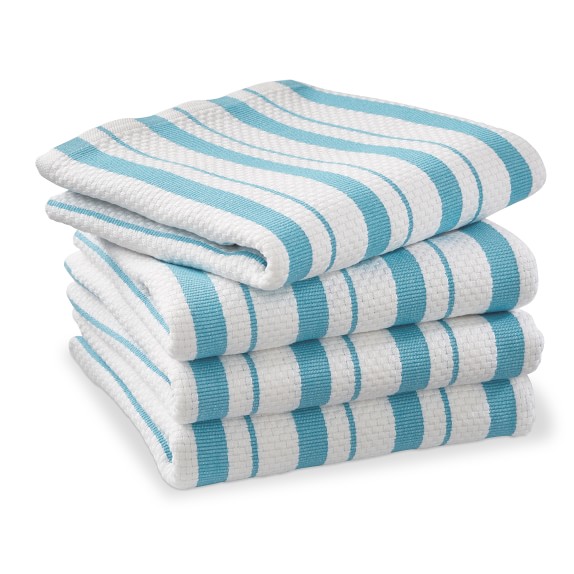 blue and white striped towels