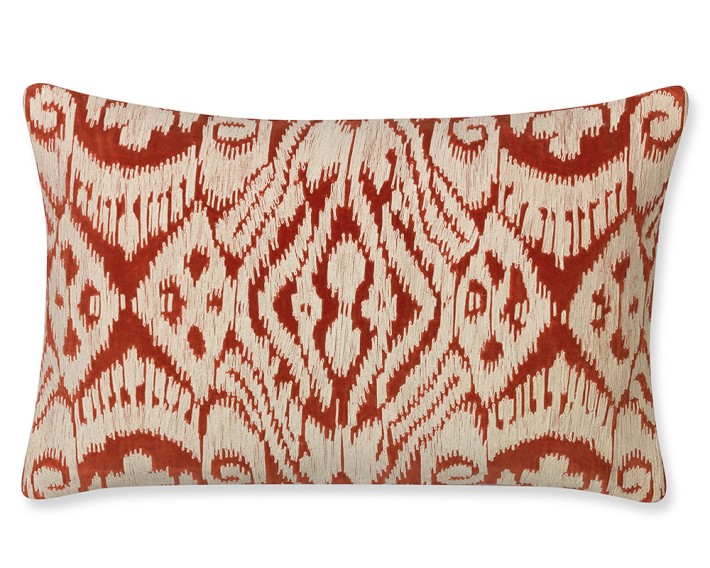 Fossil Stitched Ikat Velvet Lumbar Pillow Williams Sonoma