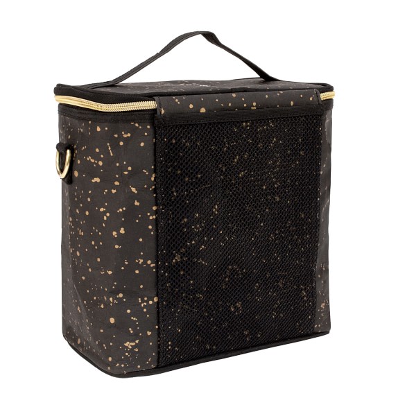 black and gold lunch bag