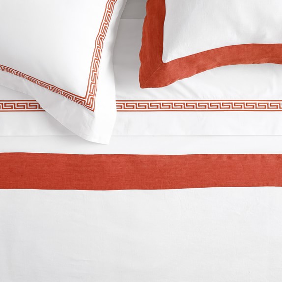 Chambers Italian Greek Key Embroidered Luxury Duvet Cover Shams Williams Sonoma