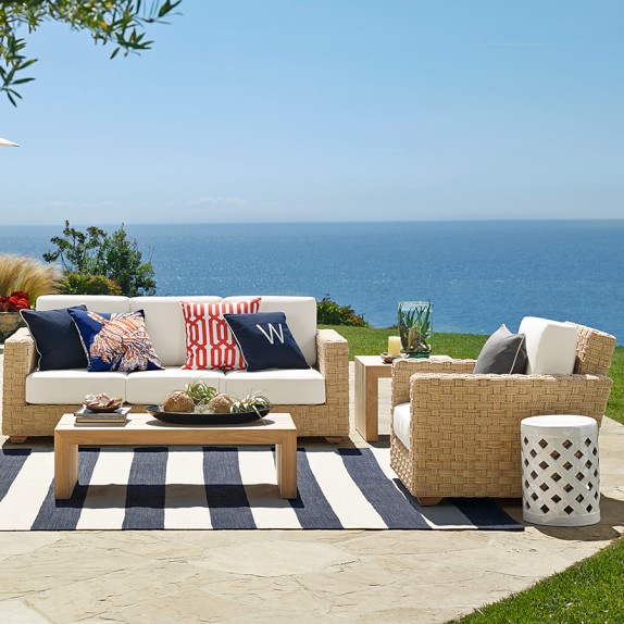 Blue Patio Stripe Indoor Outdoor Rug Williams Sonoma