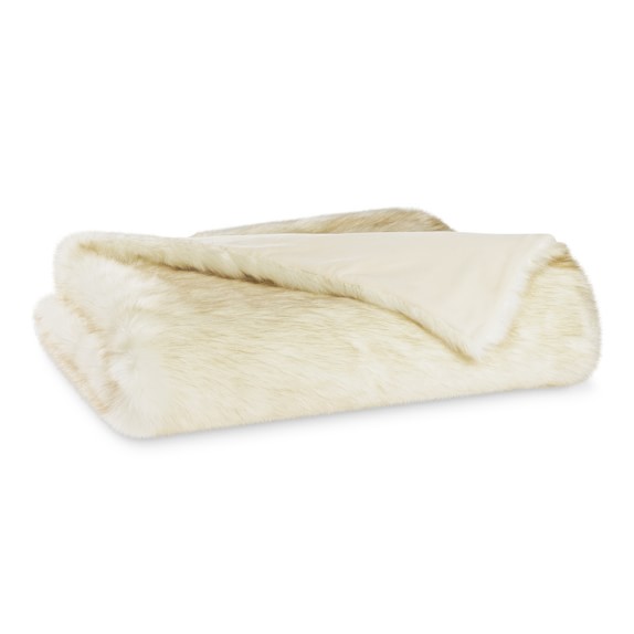 White Sable Faux Fur Throw Blanket Williams Sonoma