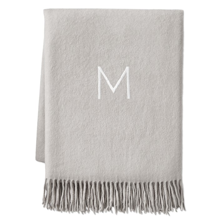 Solid Alpine Grey Cashmere Throw Blanket Williams Sonoma