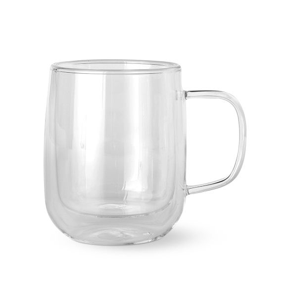 Double Wall Glass Coffee Mugs Williams Sonoma The use of clear glass and the double insulation makes the mugs very attractive and safe. williams sonoma