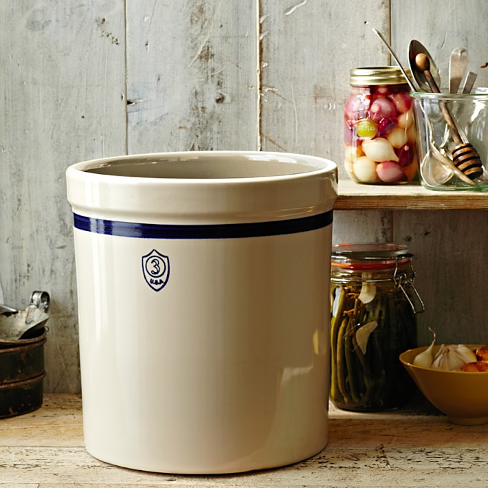 Stoneware Pickling Crock Blue Stripe Williams Sonoma