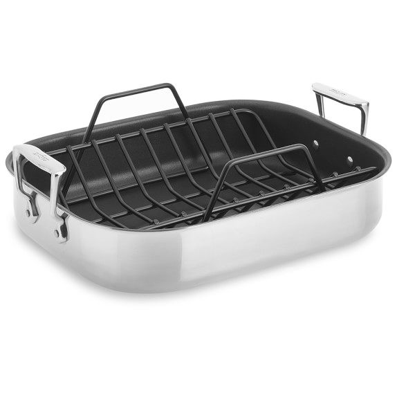 stainless steel roasting pan with rack
