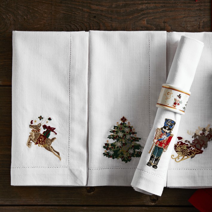 embroidered napkins christmas
