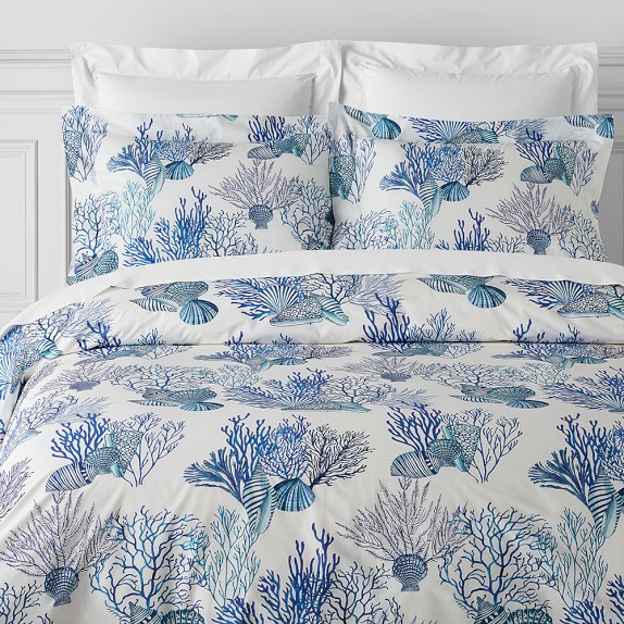 Blue Coral Reef Printed Organic Pillow Shams Williams Sonoma