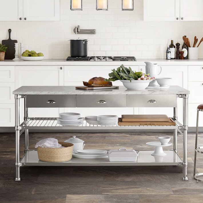 Modular Double Marble Top Kitchen Island Williams Sonoma