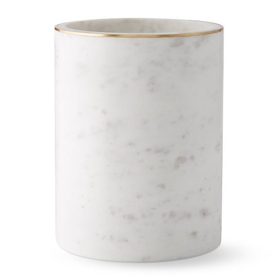 Marble And Brass Wastebasket Bathroom Accessory Set Williams Sonoma