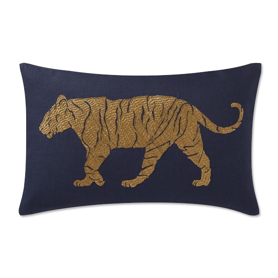 Navy Tiger Zardozi Lumbar Pillow Williams Sonoma
