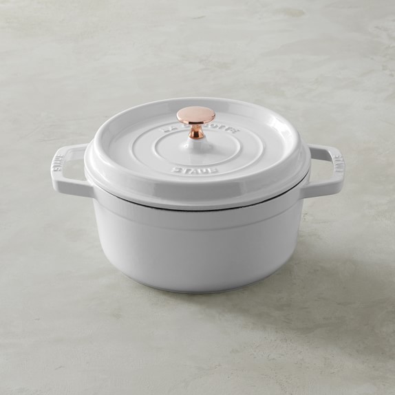 Staub Round Dutch Oven White with Copper Knob Williams Sonoma