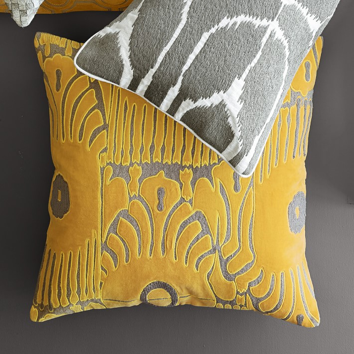 yellow ikat pillow