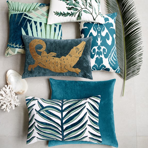 teal lumbar throw pillow