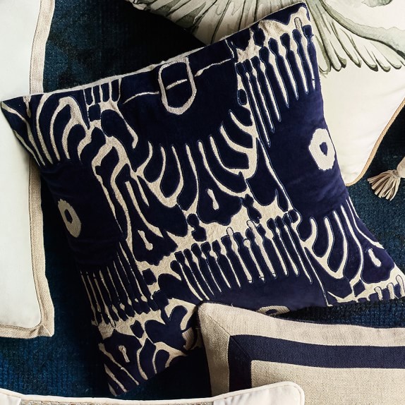navy ikat pillow