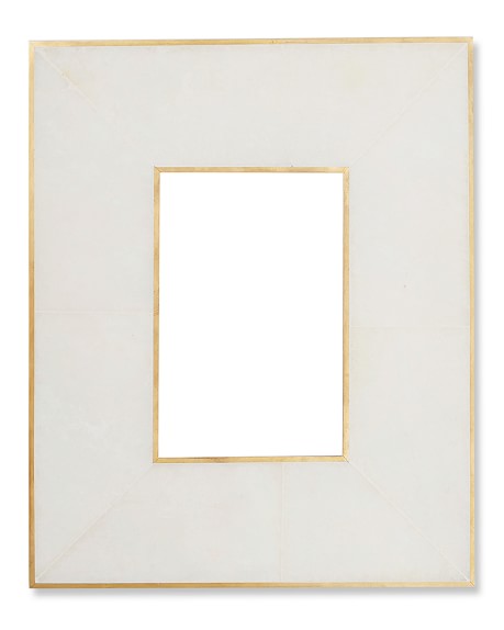 Brass Bordered Stone Picture Frame, White