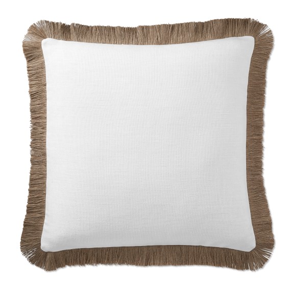 white fringe pillow