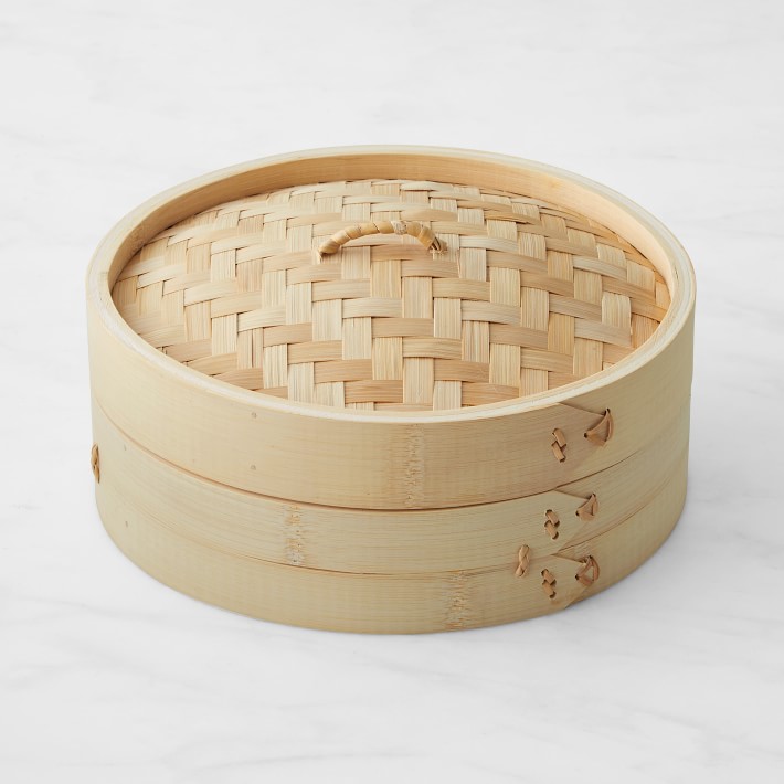 Chinese  Handmade Natural Bamboo Steamer Basket Round Food Meat Steamer Lid 
