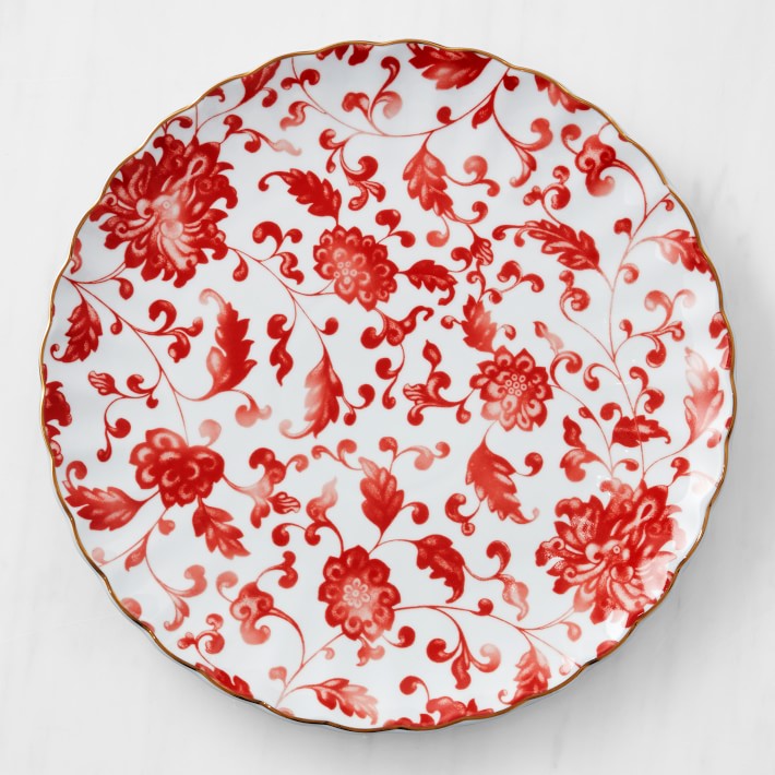 Marlo Thomas Red Floral Dinner Plates, Set of 4 Williams Sonoma CA