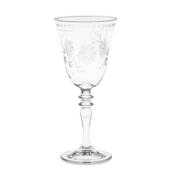 Etched wine glass