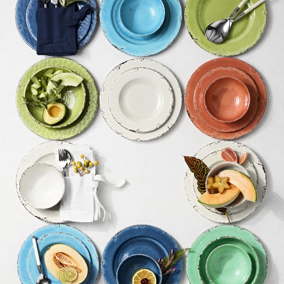 12 Pc Rustic Melamine Dinnerware Set Oversized Serving Bowls Dinner Salad Plates 