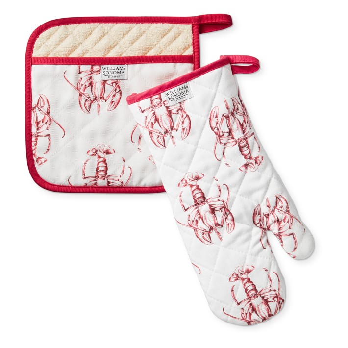 Maritime Lobster Oven Mitt & Potholder Set Williams Sonoma CA