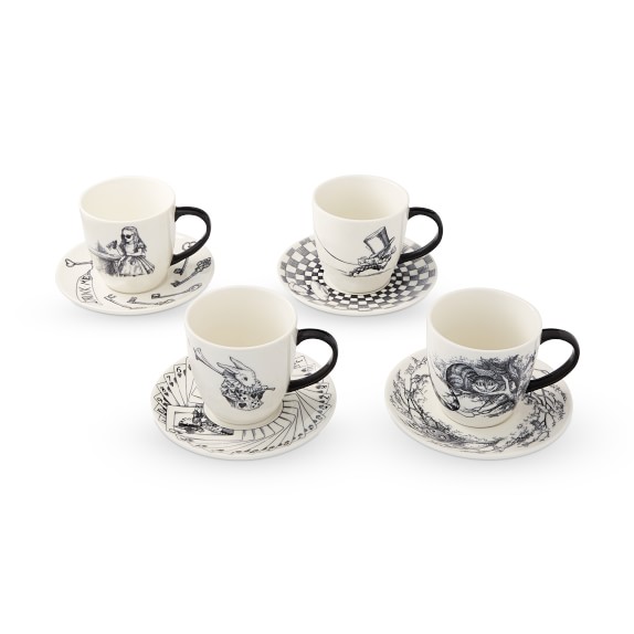 disney alice in wonderland teacup mug set of 4