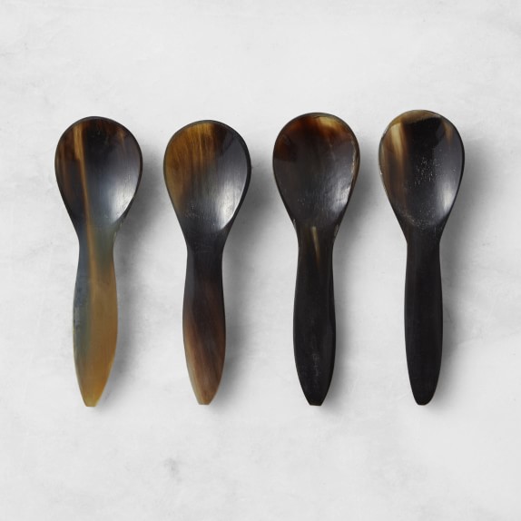 A Set of Buffalo Horn Fork and Spoon Black or Honey mix color 7" long 