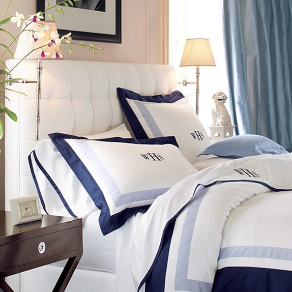 navy border duvet