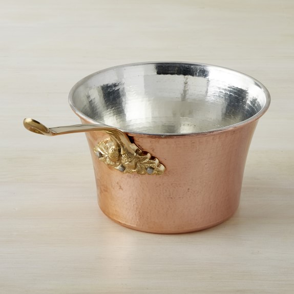 Solid Copper Polenta Pan with Wooden Handle Brown 